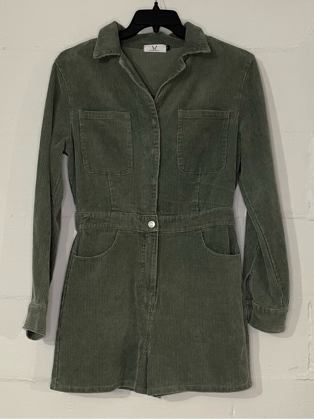 Corduroy Short Jumpsuit in Olive
